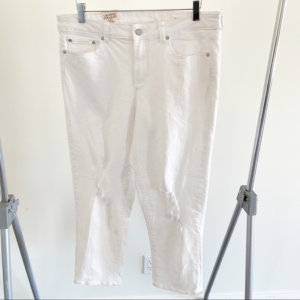 Vince Camuto White Ripped Crop Jeans Denim 32/14